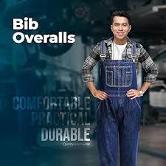NEW BABAJEE MEN'S DENIM BIB OVERALLS SIZES 34 & 40 - Picture 2 of 12
